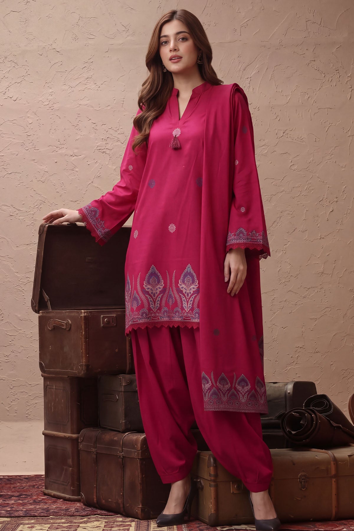 Women Jacquard 3 Piece Suit - JCQ022