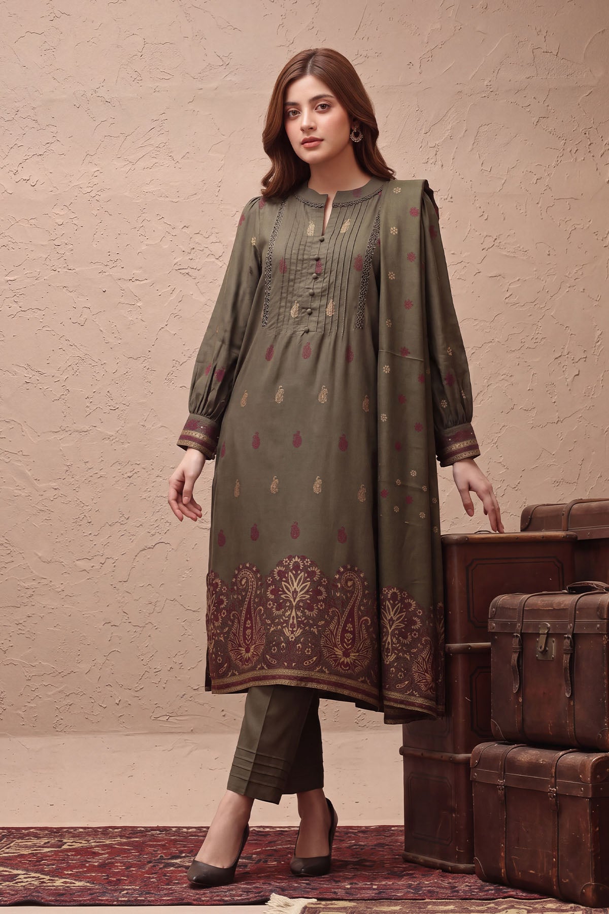 Women Jacquard 3 Piece Suit - JCQ023