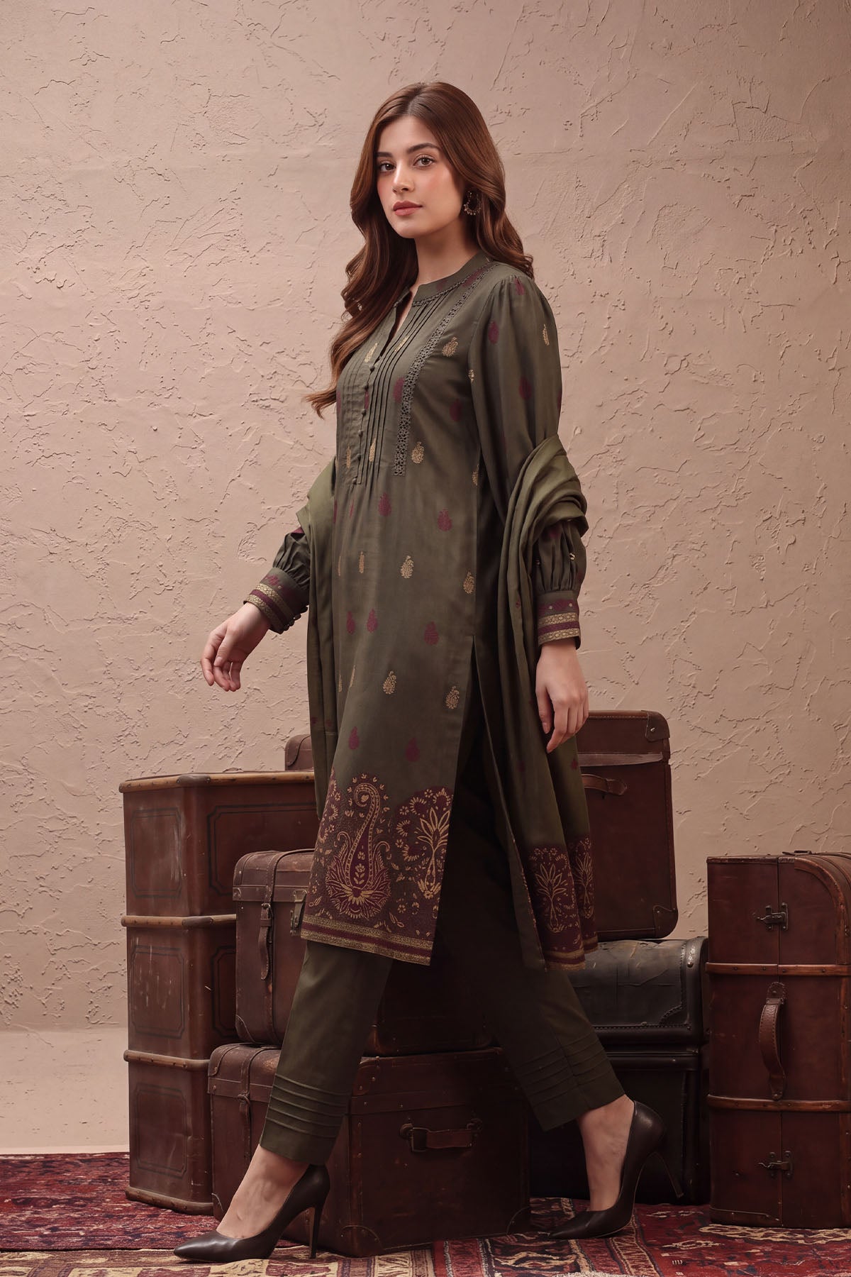 Women Jacquard 3 Piece Suit - JCQ023