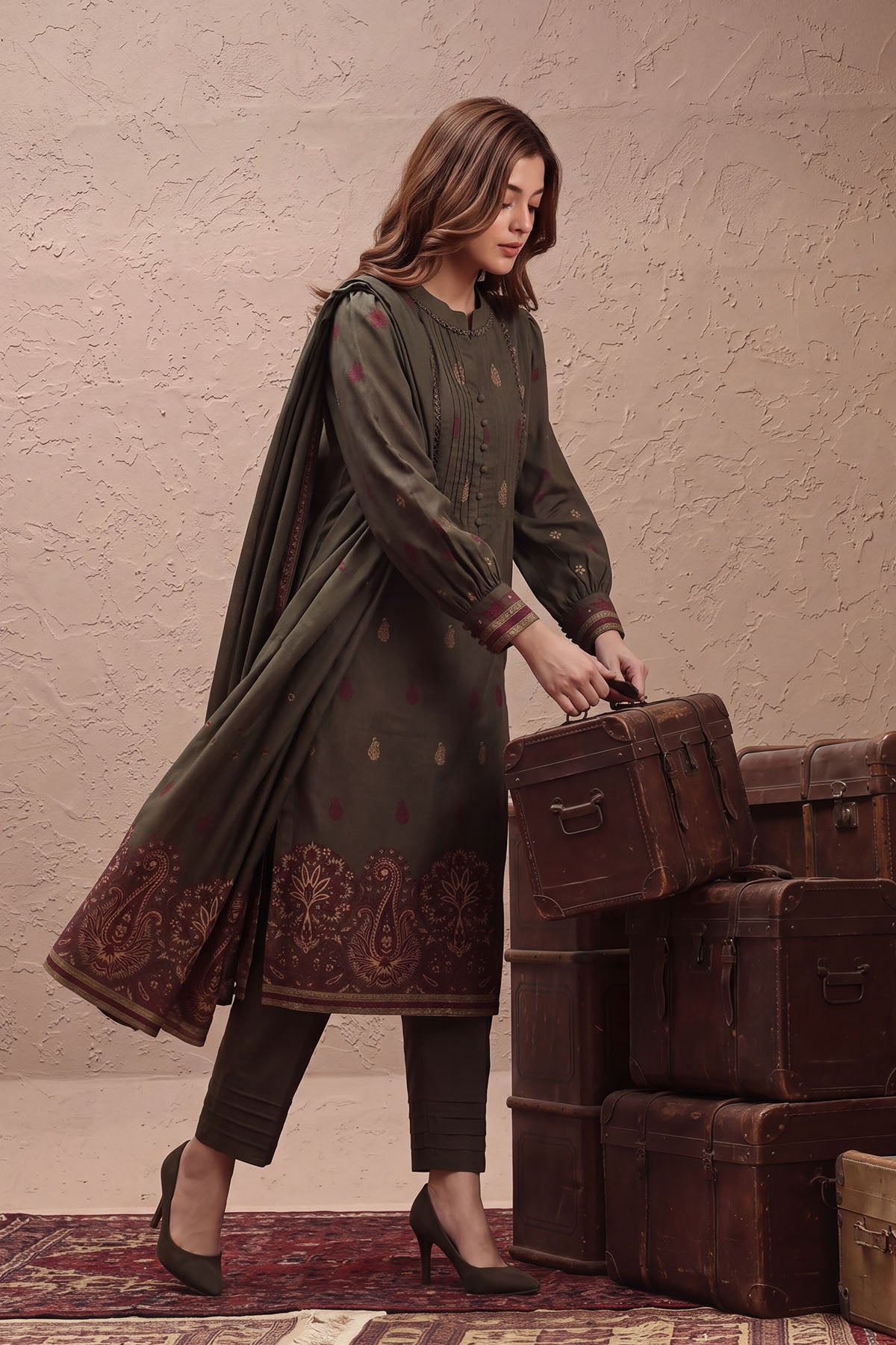 Women Jacquard 3 Piece Suit - JCQ023