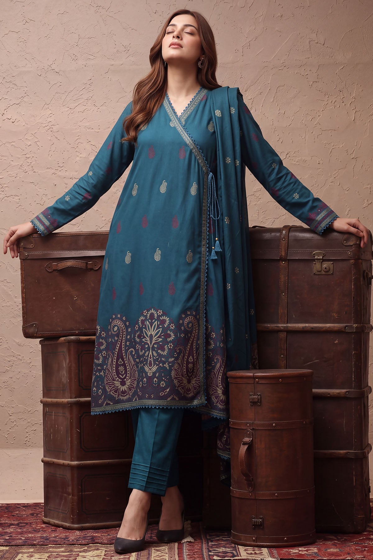 Women Jacquard 3 Piece Suit - JCQ024