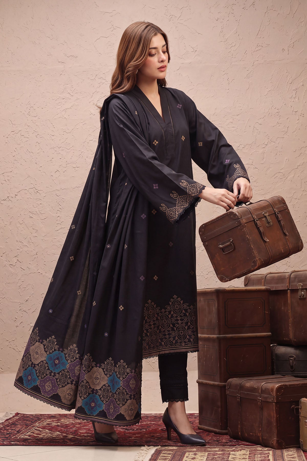 Women Jacquard 3 Piece Suit - JCQ025