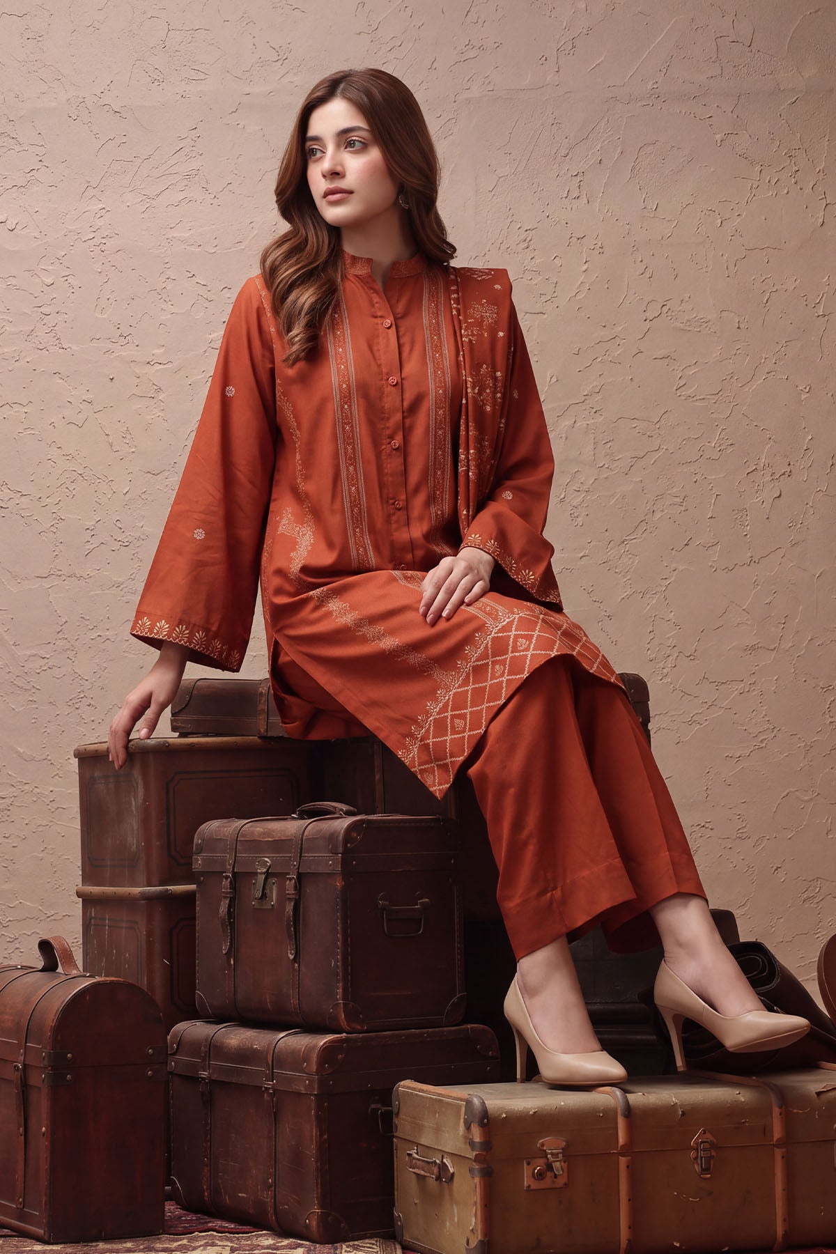 Women Jacquard 3 Piece Suit - JCQ027