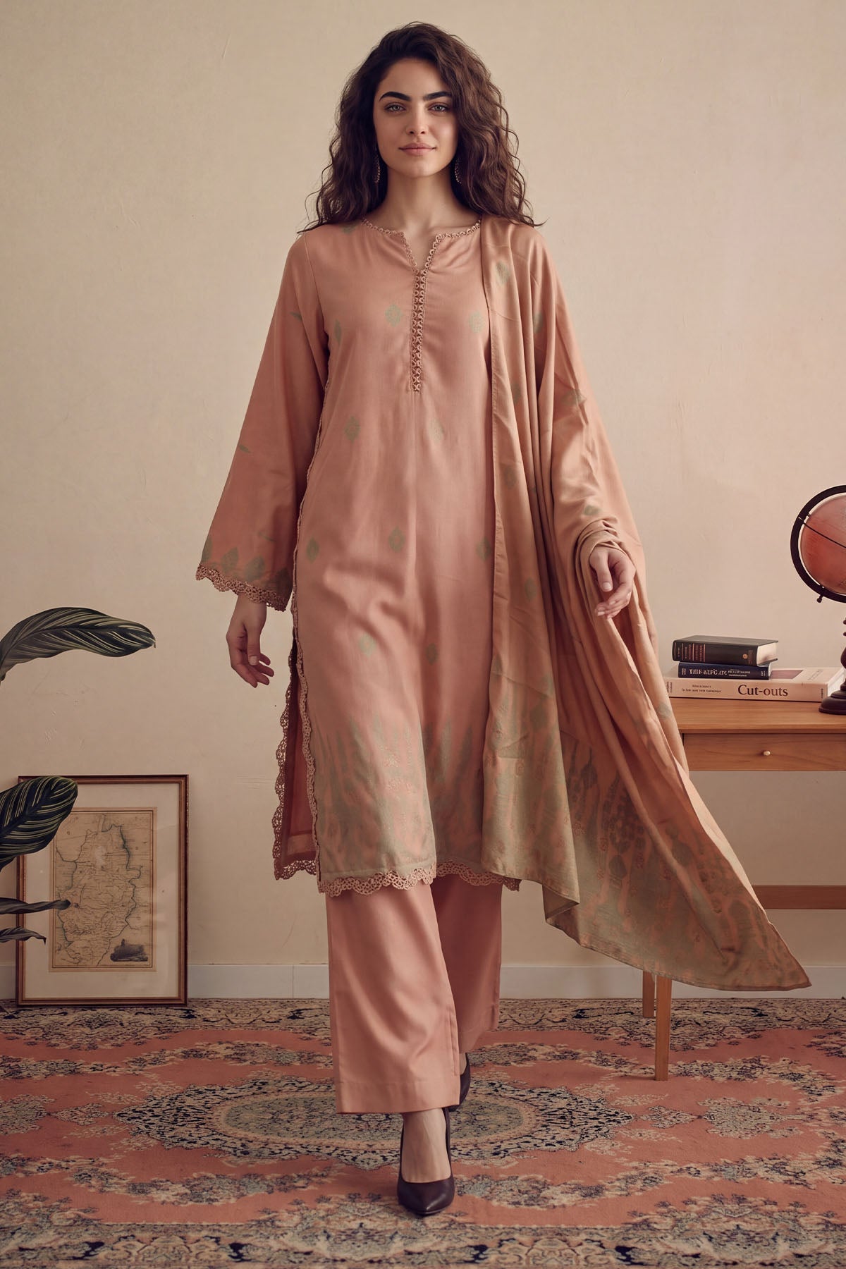 Women Jacquard 3 Piece Suit - JCQ050