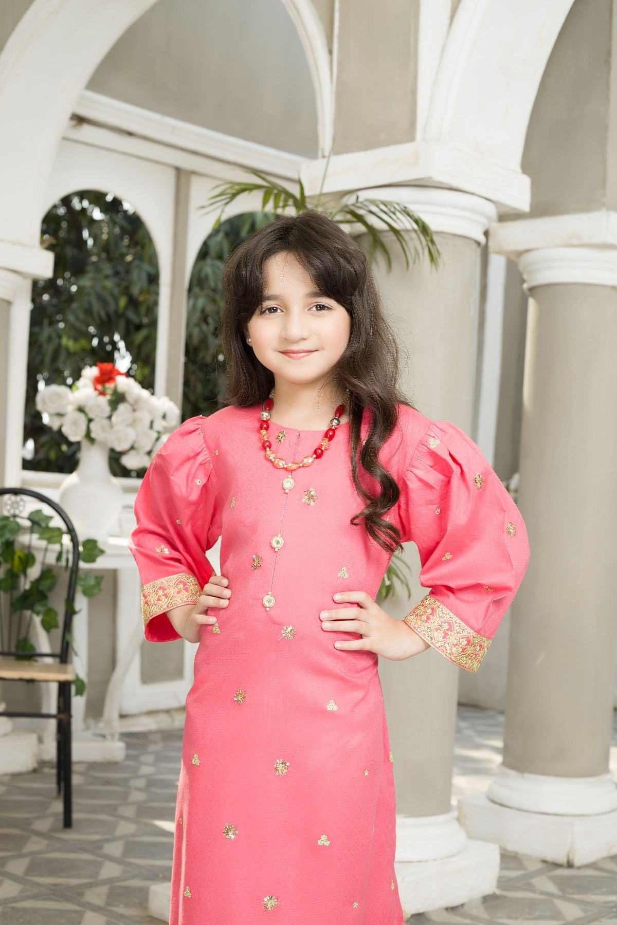 1PC Solid Embroidered Kids Shirt - KDS 584