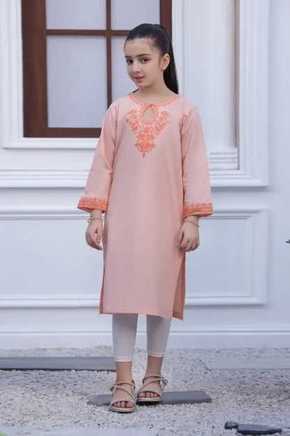 Girls Solid Embroidered Shirt