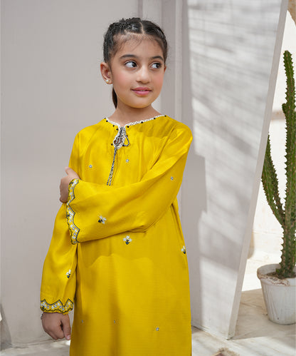 Girls Solid Embroidered Shirt