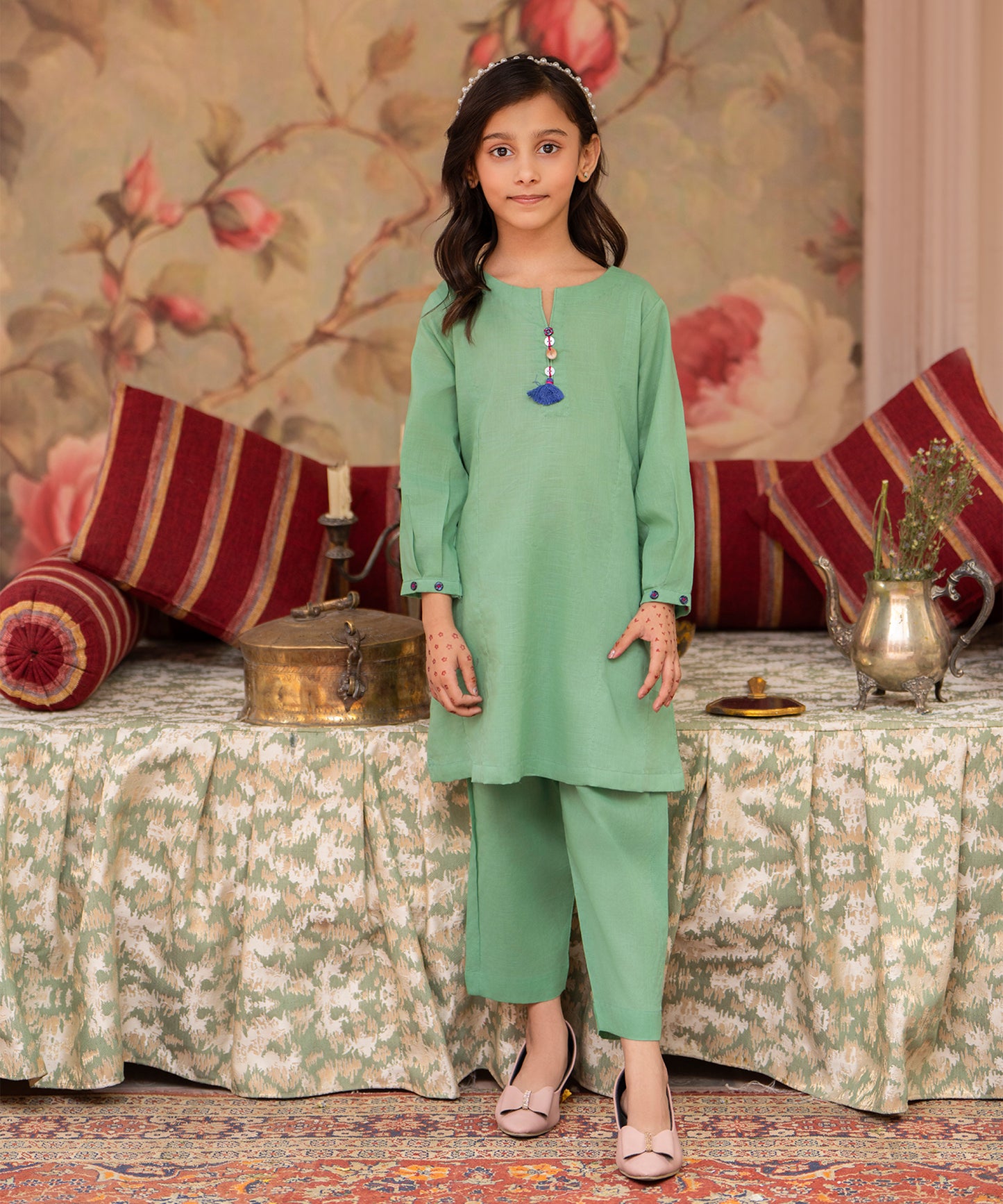 Girls Solid 2 Piece Suit