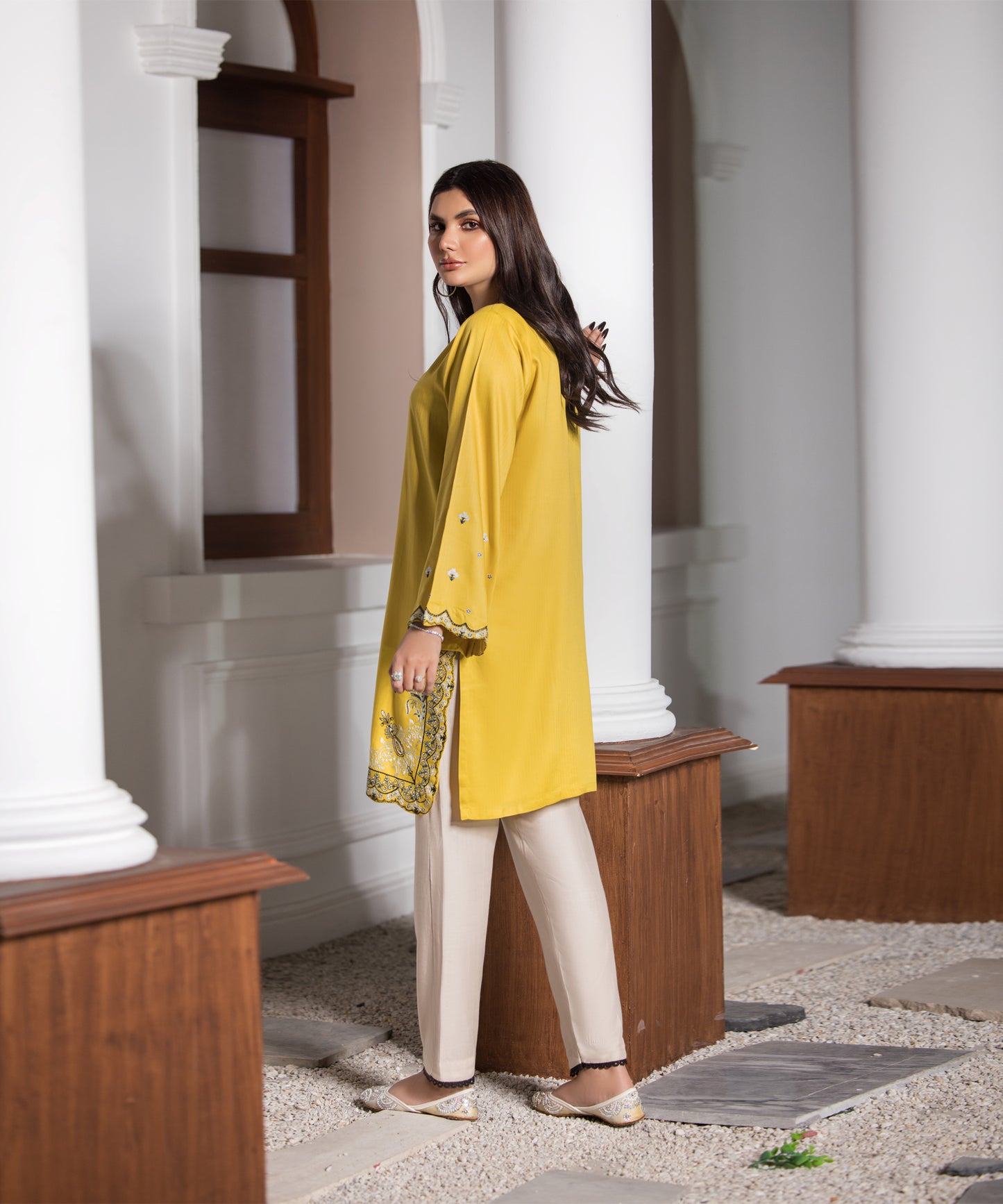 Women Solid Embroidered Shirt - LDS1024