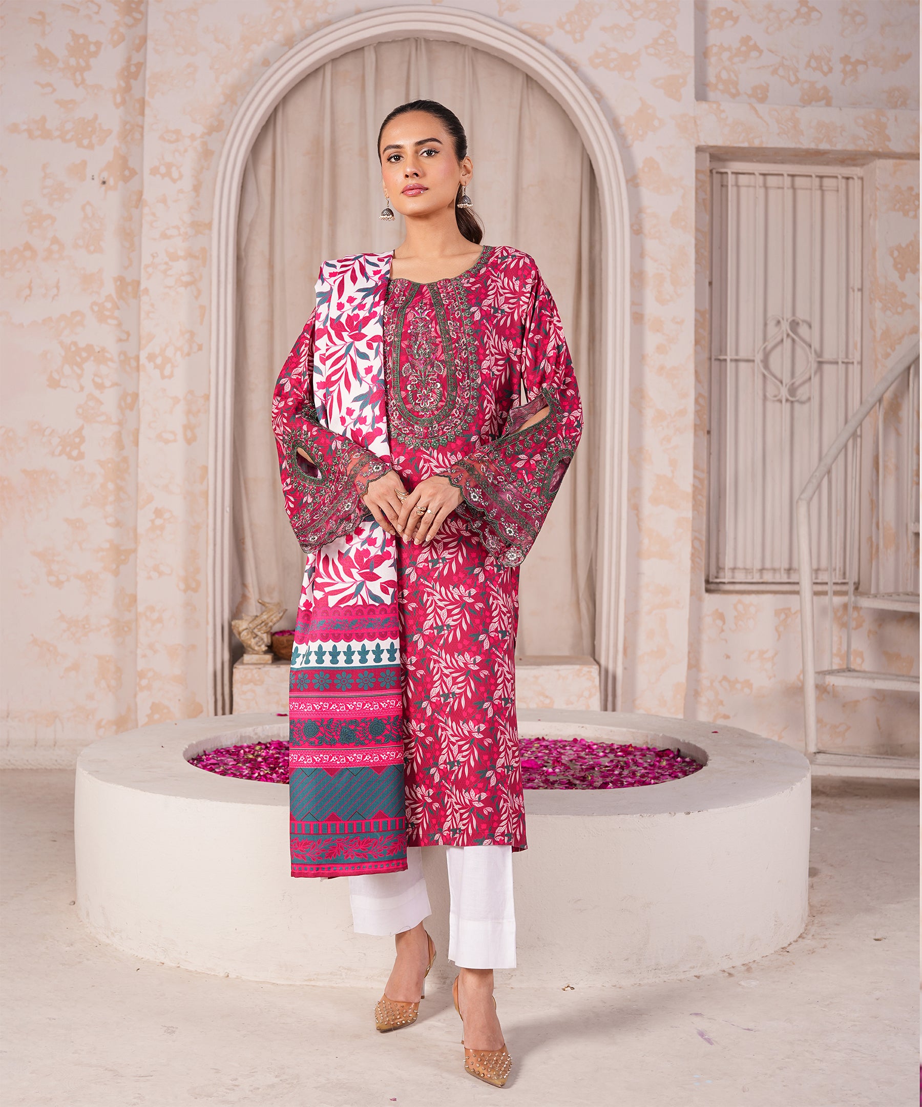Printed Embroidered Suit - LDS 1066