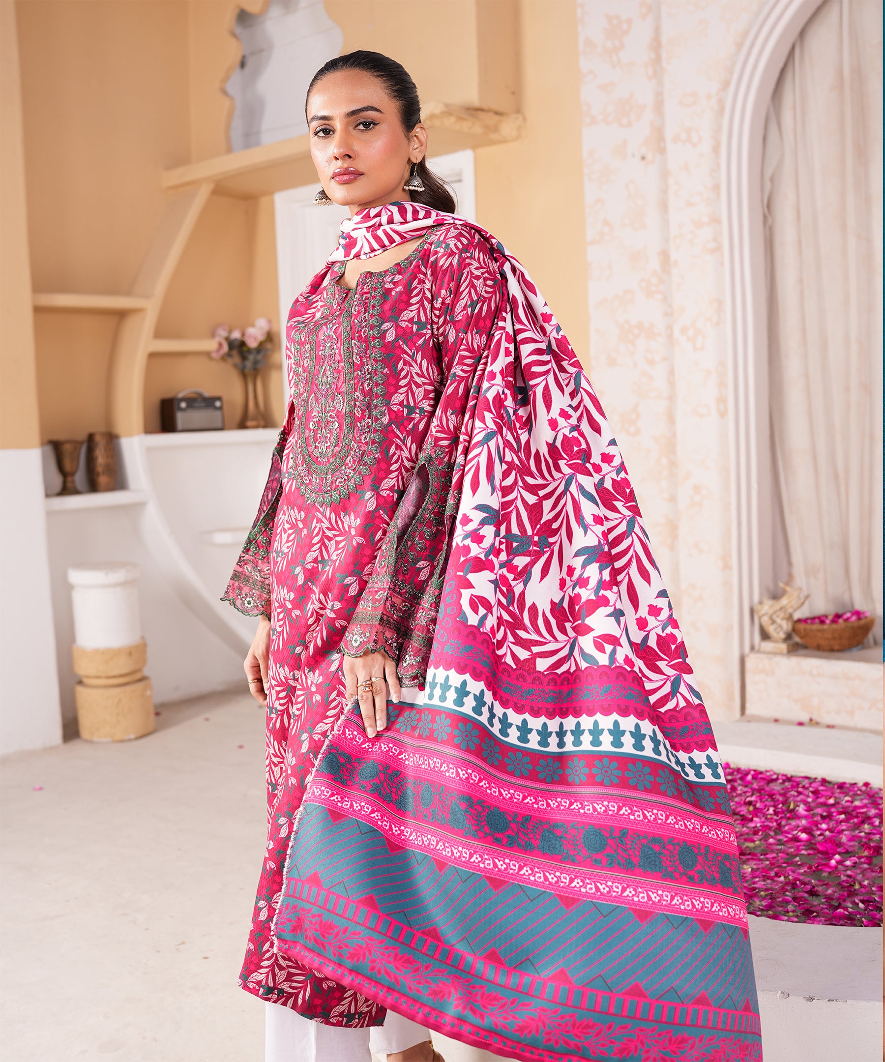 Printed Embroidered Suit - LDS 1066
