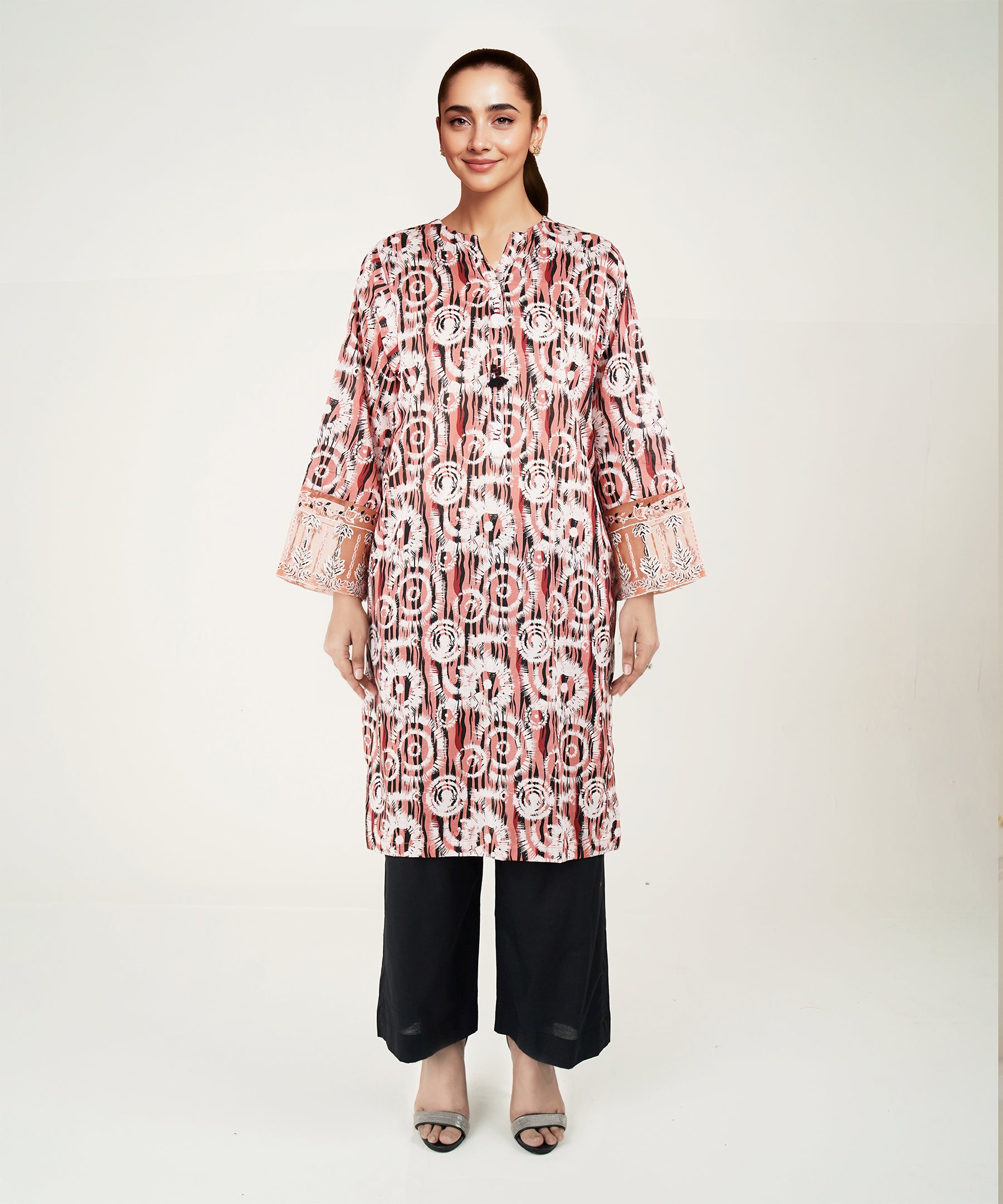 Printed Embroidered Suit - LDS 1077