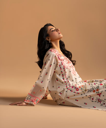 2PC Printed Embroidered Suit - LDS 1344