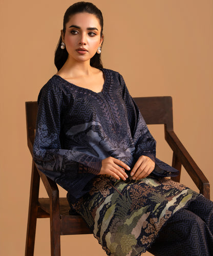 Women Printed Embroidered 2 Piece Suit - LDS1346