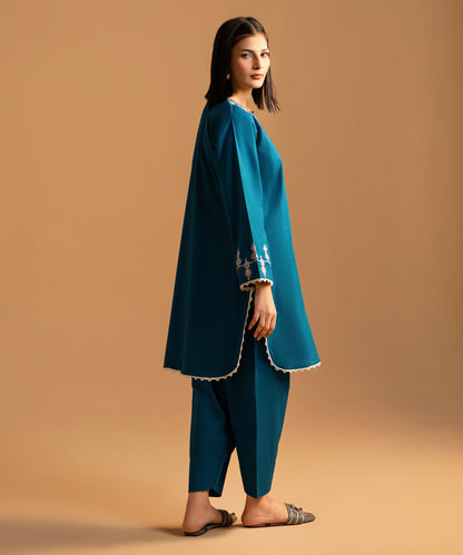 Women Solid Embroidered 2 Piece Suit - LDS1347