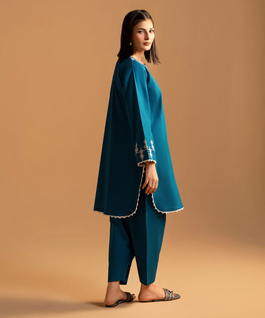 Women Solid Embroidered 2 Piece Suit - LDS1347