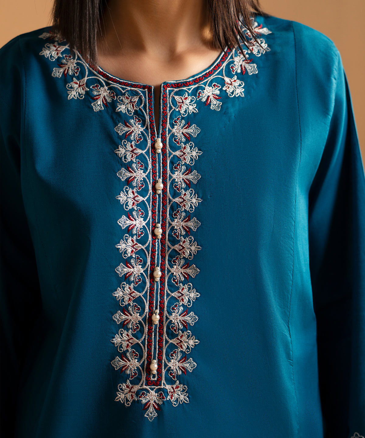 Women Solid Embroidered 2 Piece Suit - LDS1347