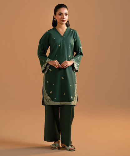 Women Solid Embroidered 2 Piece Suit - LDS1349
