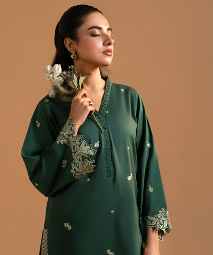 Women Solid Embroidered 2 Piece Suit - LDS1349