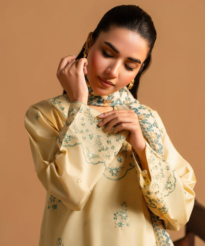 3PC Solid Embroidered Suit - LDS 1353