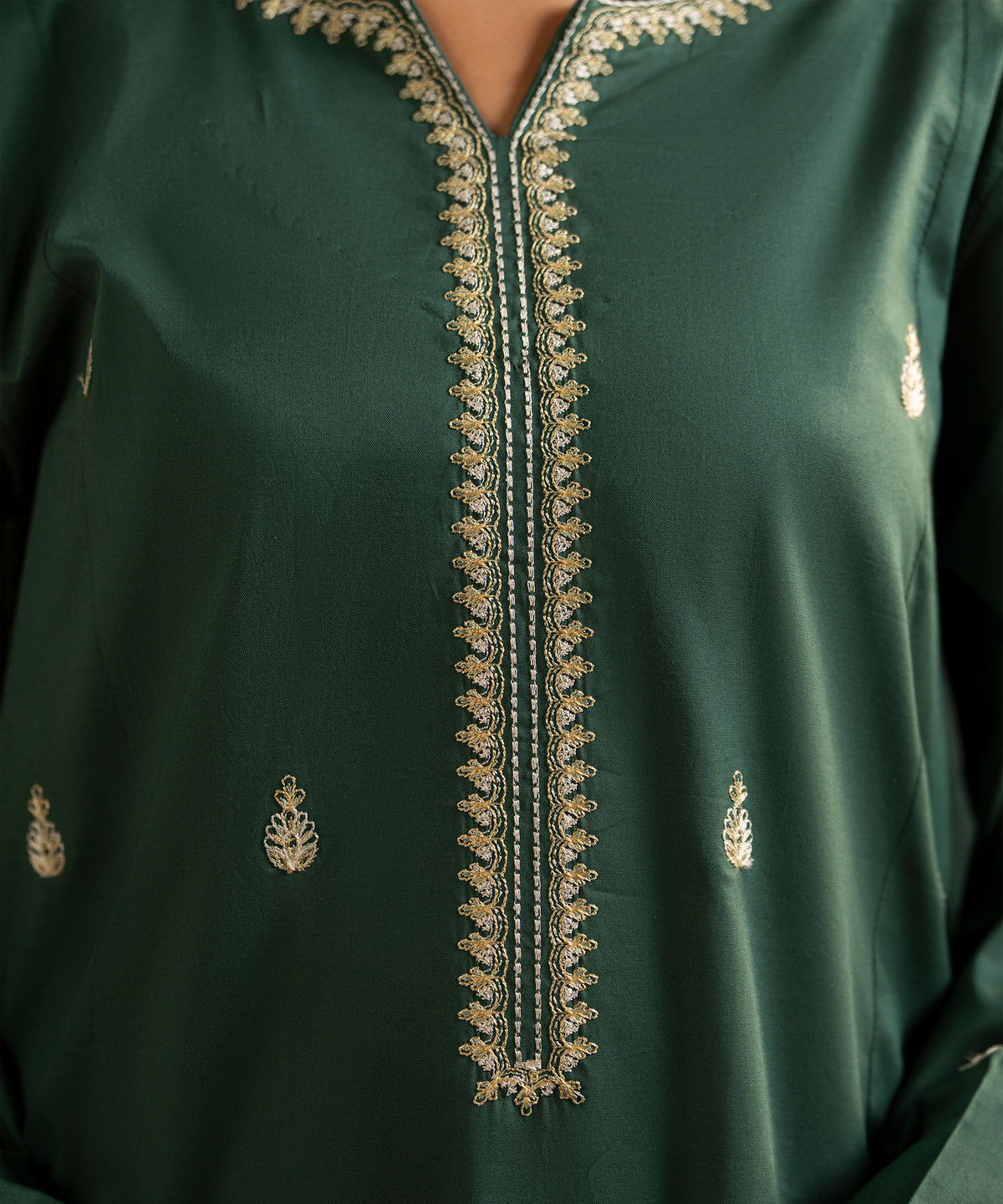 3PC Solid Embroidered Suit - LDS 1355