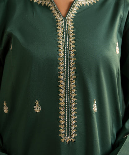 3PC Solid Embroidered Suit - LDS 1355
