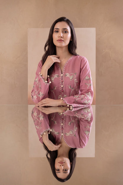 Women 2 Piece Solid Embroidered Suit - LDS1372
