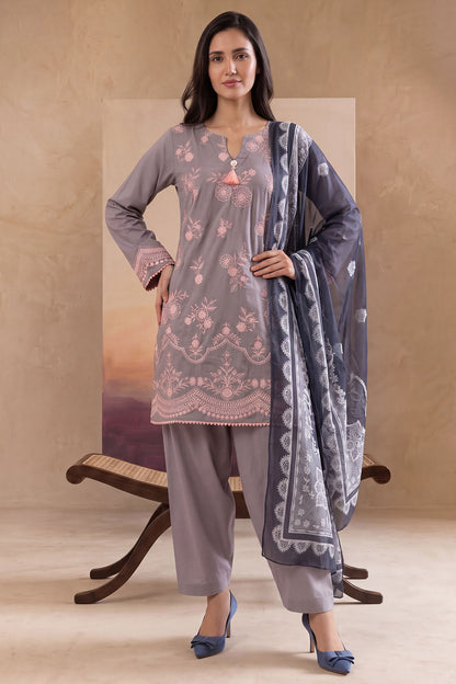 Women 3 Piece Solid Embroidered Suit - LDS1801