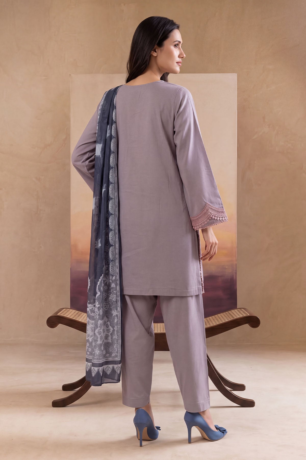 Women 3 Piece Solid Embroidered Suit - LDS1801