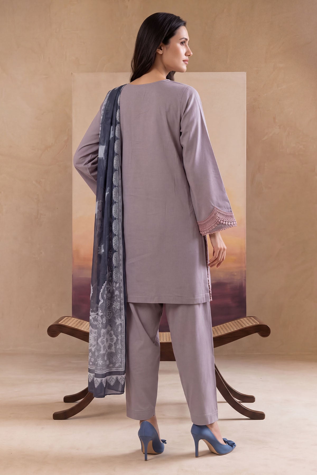 Women 3 Piece Solid Embroidered Suit - LDS1801
