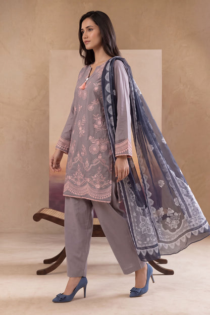 Women 3 Piece Solid Embroidered Suit - LDS1801