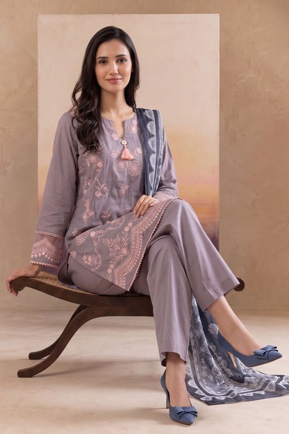 Women 3 Piece Solid Embroidered Suit - LDS1801