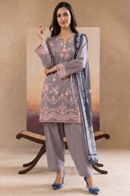 Women 3 Piece Solid Embroidered Suit - LDS1801