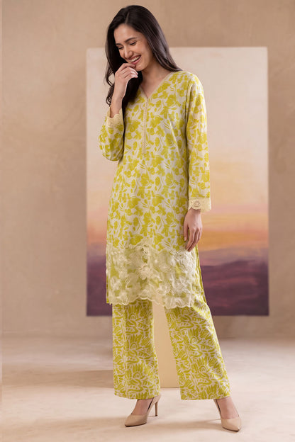 Women 2 Piece Solid Embroidered Suit - LDS1856