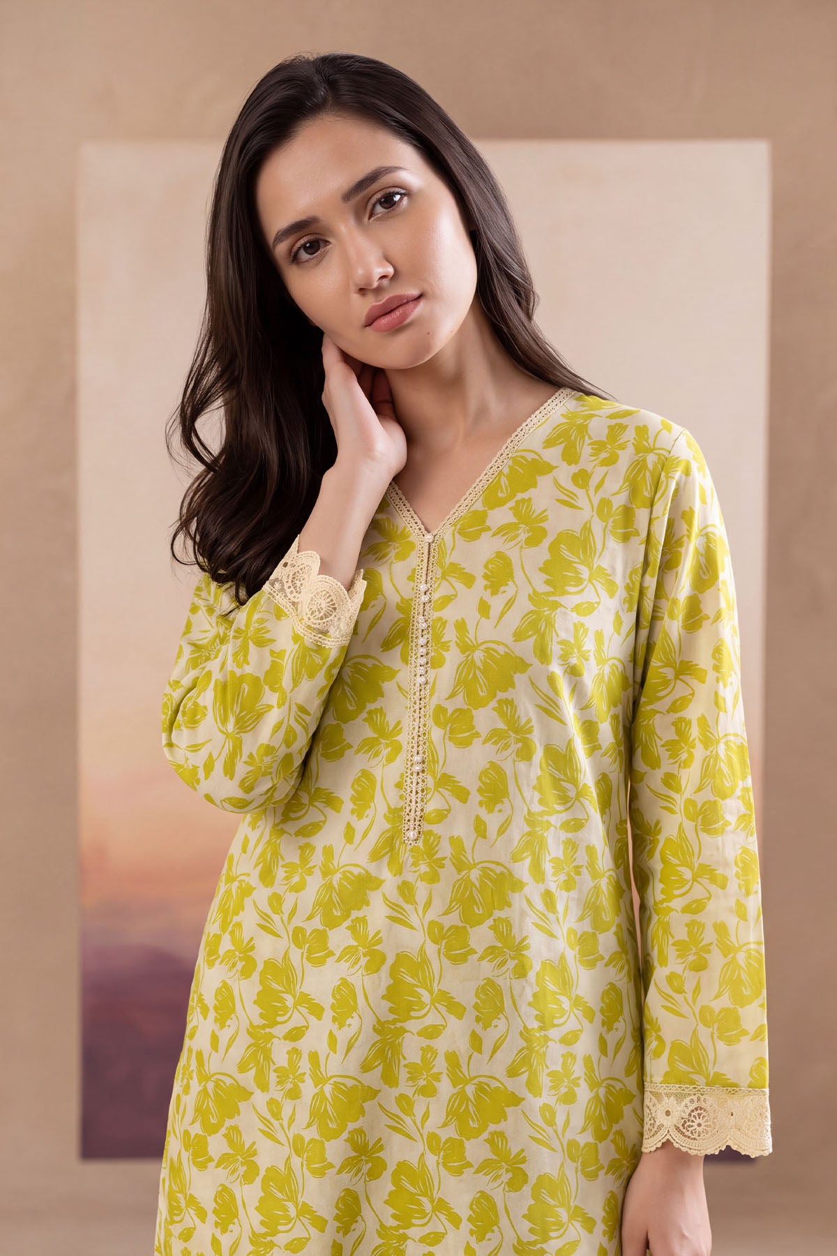 Women 2 Piece Solid Embroidered Suit - LDS1856