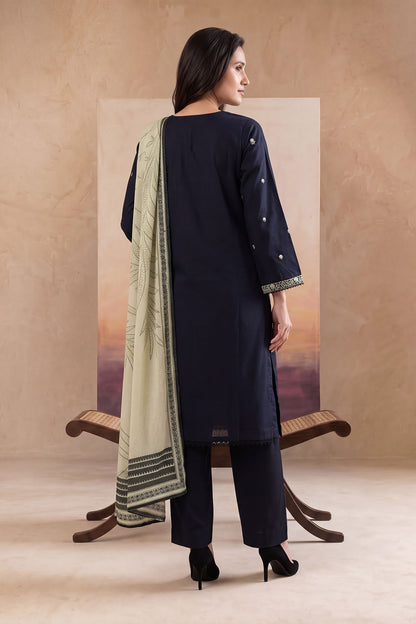 Women 3 Piece Solid Embroidered Suit - LDS1858
