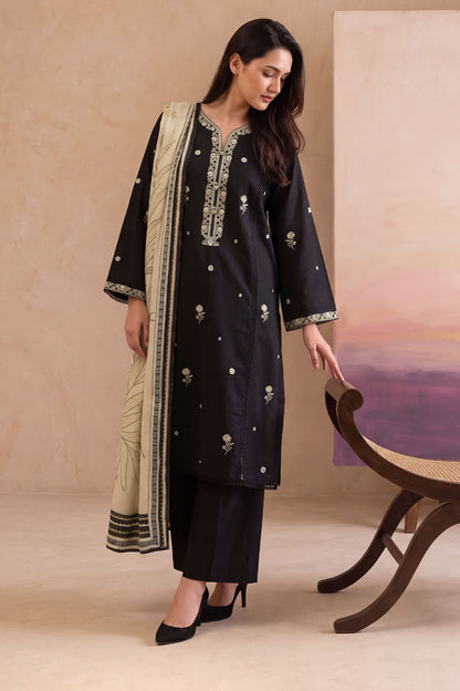 Women 3 Piece Solid Embroidered Suit - LDS1858