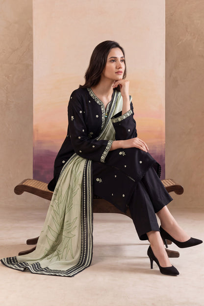 Women 3 Piece Solid Embroidered Suit - LDS1858
