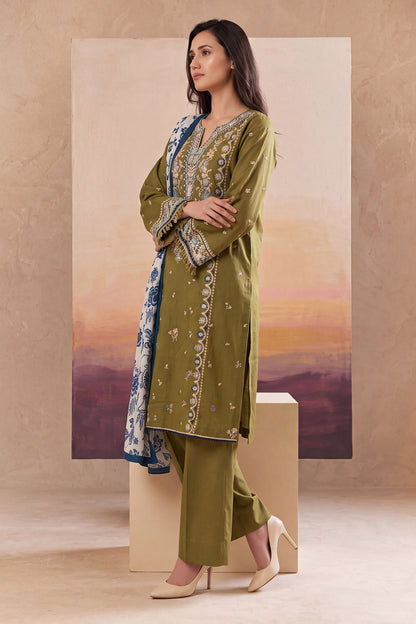 Women 3 Piece Solid Embroidered Suit - LDS2028