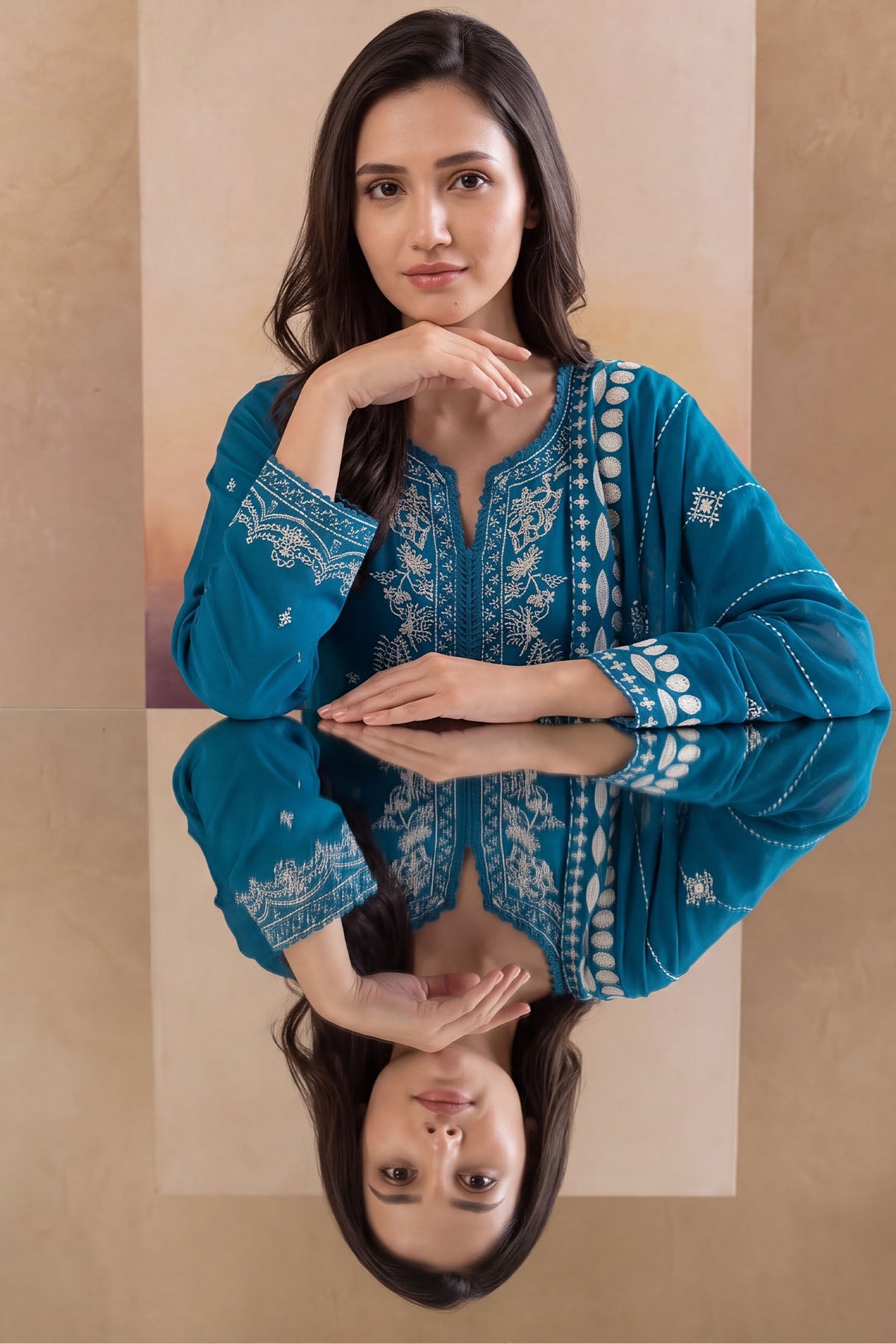Women 3 Piece Solid Embroidered Suit - LDS2029