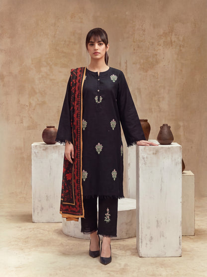 Women 3 Piece Solid Embroidered Suit - LDS2141