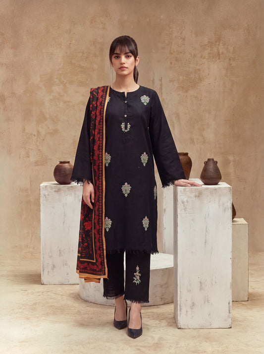 Women 3 Piece Solid Embroidered Suit - LDS2141
