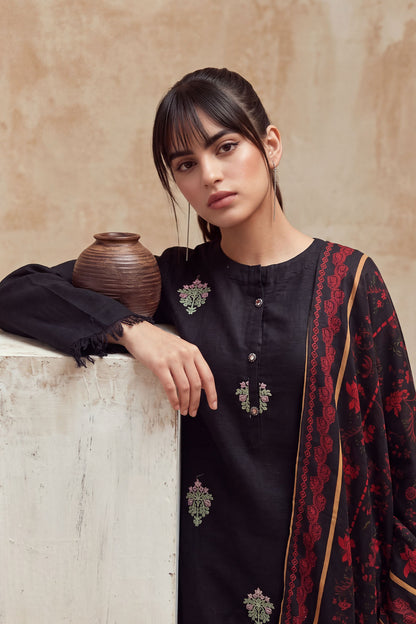 Women 3 Piece Solid Embroidered Suit - LDS2141