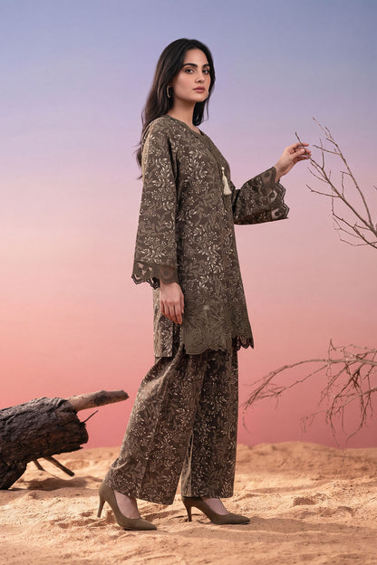 Women 2 Piece Printed Embroidered Suit - LDS2147