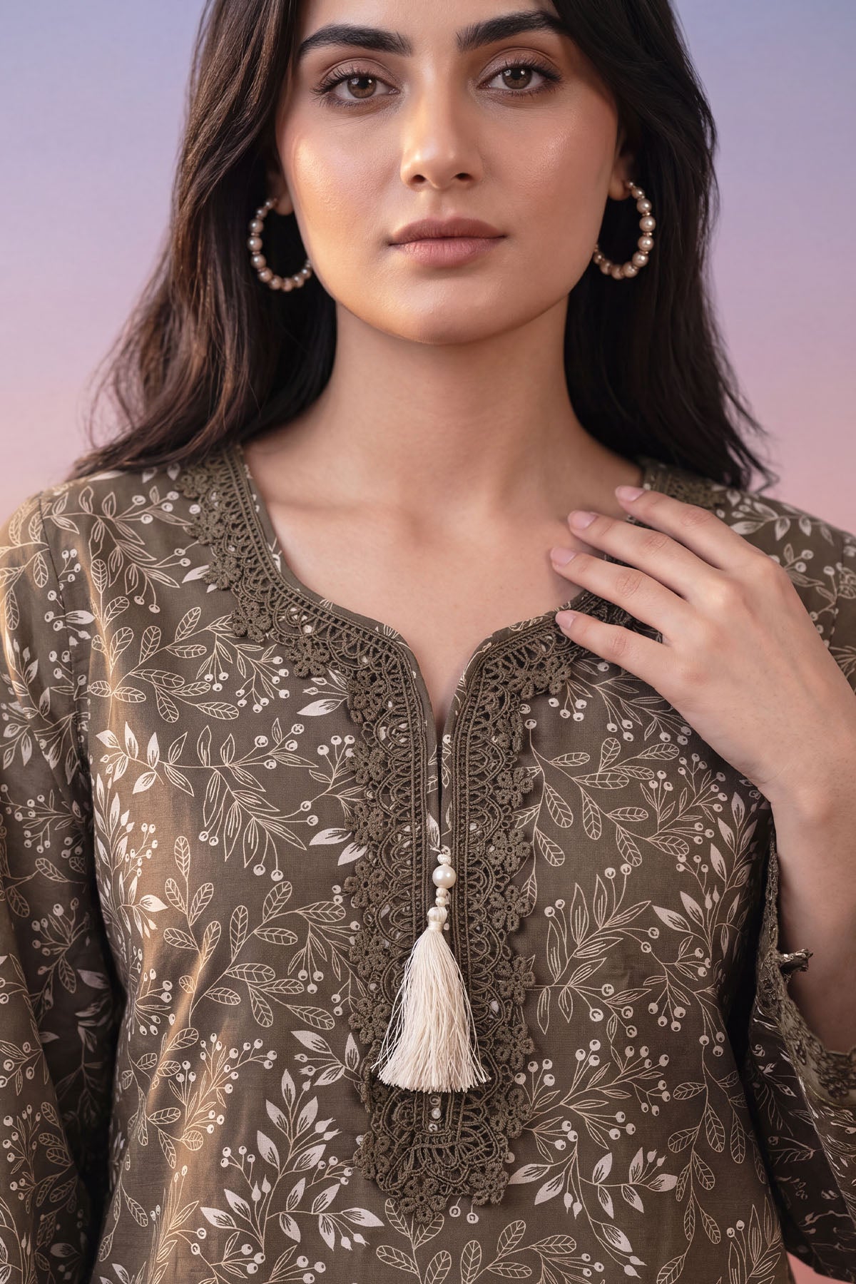 Women 2 Piece Printed Embroidered Suit - LDS2147