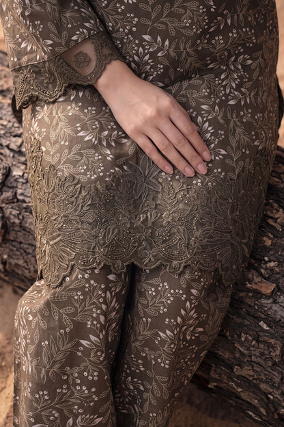 Women 2 Piece Printed Embroidered Suit - LDS2147