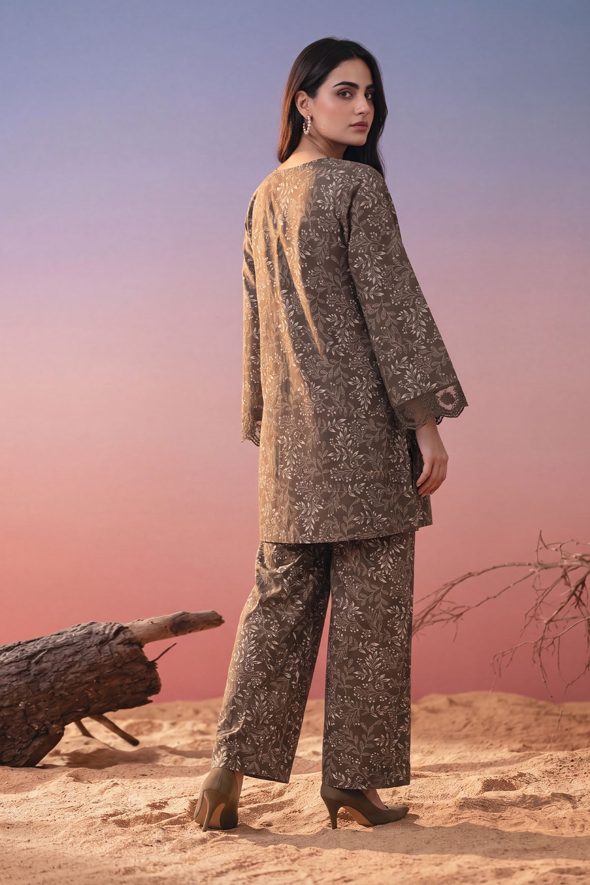 Women 2 Piece Printed Embroidered Suit - LDS2147