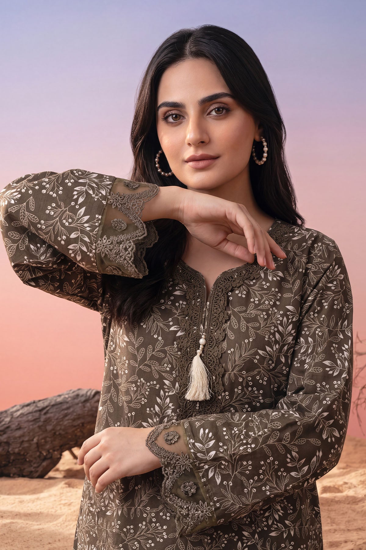 Women 2 Piece Printed Embroidered Suit - LDS2147