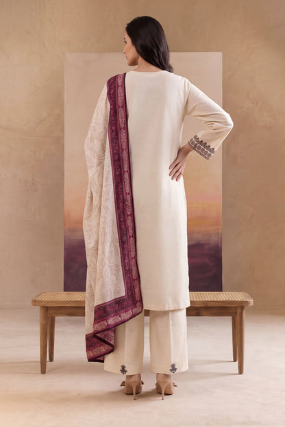 Women 3 Piece Solid Embroidered Suit - LDS2204