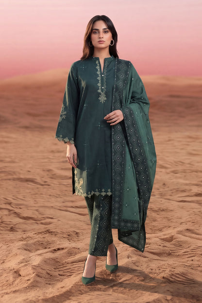 Women 3 Piece Printed Embroidered Suit - LDS2278